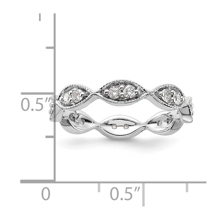 High-Quality 14K White Gold Vintage Eternity Band with 1/2 Carat Diamonds, Size 7-6