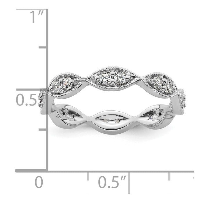 Buy Stylish 14K White Gold Vintage Pave Diamond Eternity Band - 1/2 Carat, Size 8.5-4