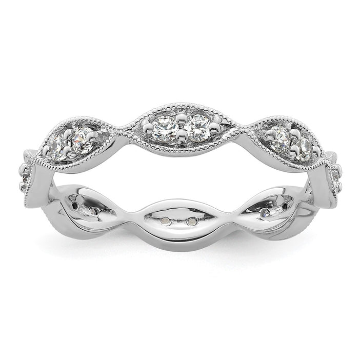 Exclusive 14K White Gold Vintage Pave Eternity Band - 1/2 Carat Diamonds, Size 8-1