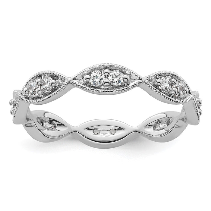 Shop Stylish 14K White Gold Vintage Pave Diamond Eternity Band, 1/2 Carat Size 9-1