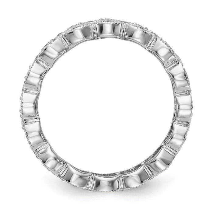 14K White Gold Triple Row Eternity Band, 1/2 Carat Lab Diamond, Size 7-2