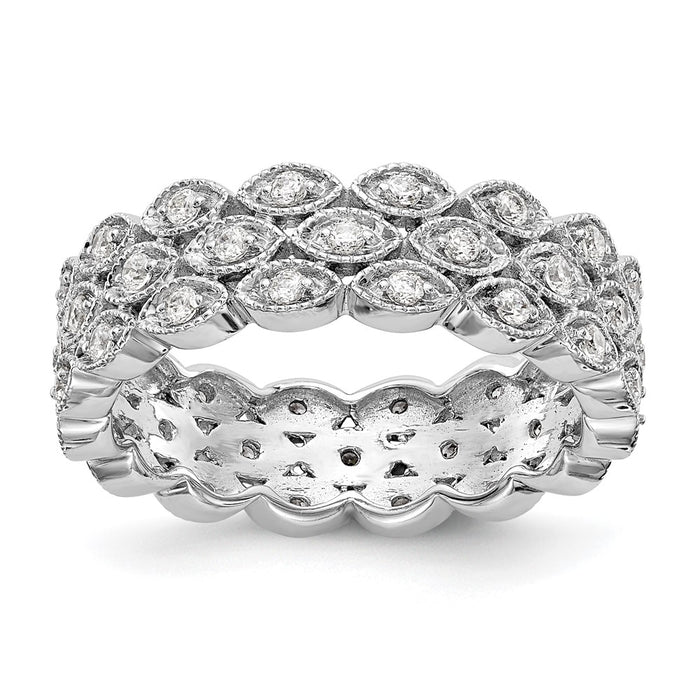 14K White Gold Triple Row Eternity Band, 1/2 Carat Lab Diamond, Size 7-1