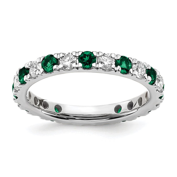Shop Exclusive 14K White Gold Eternity Band with 3/4 Carat Diamond & Emerald-1