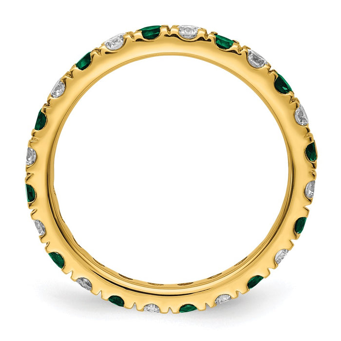 Shop Stylish 14K Gold Eternity Band with 3/4 Carat Lab-Grown Diamond & Emerald, Size 6.5-2