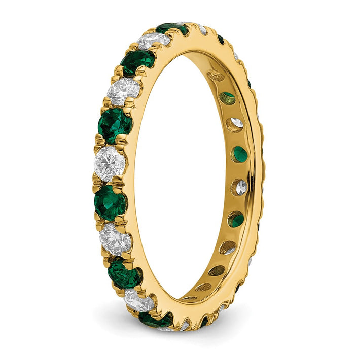 Shop Exclusive 14K Gold Eternity Band with 3/4 Carat Lab-Grown Diamond & Emerald - Stylish Value at Size 4.5-5
