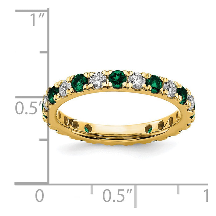 Shop Stylish 14K Gold Eternity Band with 3/4 Carat Lab-Grown Diamond & Emerald, Size 6.5-6