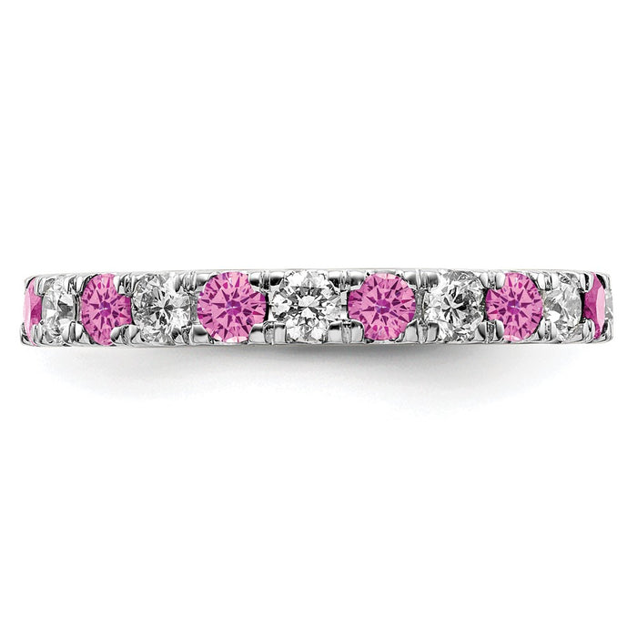 Buy Exclusive 14K White Gold Eternity Band with 3/4 Carat Lab-Grown Diamond & Pink Sapphire - Stylish & Affordable Size 5.5-3