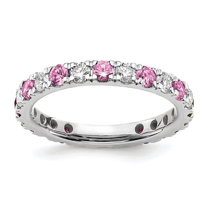 Buy Designer 14K White Gold Eternity Band with 3/4 Carat Lab-Grown Diamond & Pink Sapphire - Stylish, Size 6-1
