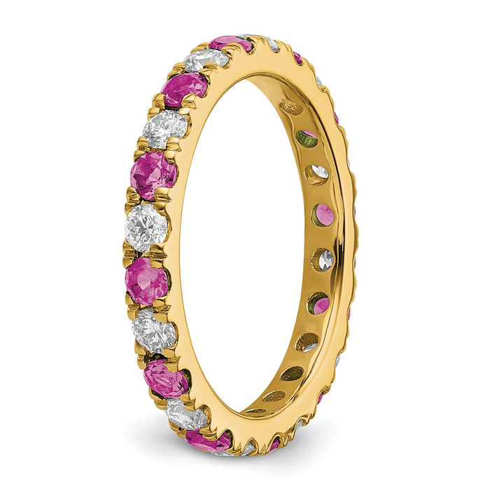 Shop 14K Gold Eternity Band with 3/4 Carat Lab-Grown Diamonds & Pink Sapphires - Affordable Luxury!-5