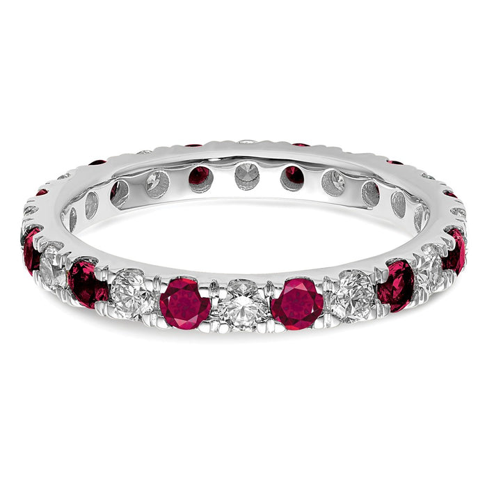Buy Exclusive 14K White Gold Eternity Band - 7/8 Carat Lab-Grown Diamond & Ruby-4