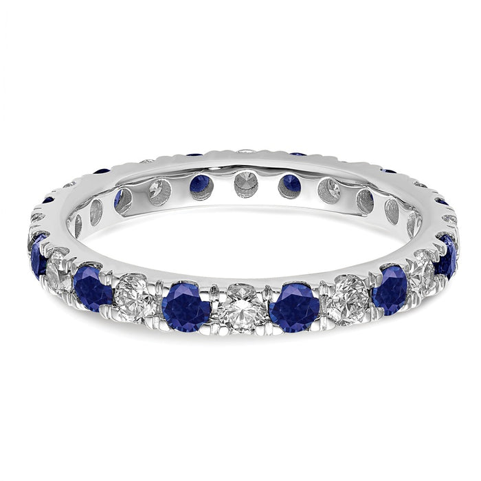 Exclusive 14K White Gold Eternity Band with 3/4 Carat Lab-Grown Diamonds & Sapphires - Stylish Size 6-4