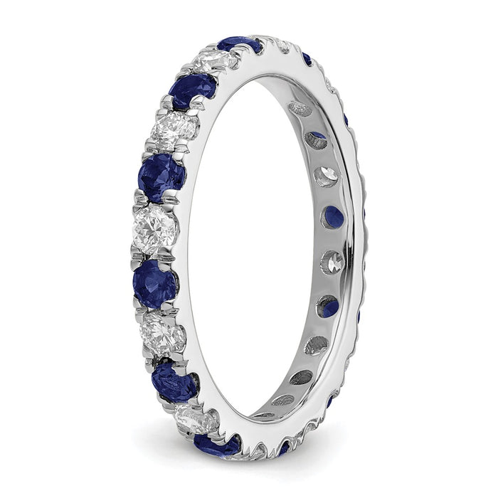 Shop Stylish 14K White Gold Eternity Band - 3/4 Carat Lab-Grown Diamond & Blue Sapphire, Size 7-5