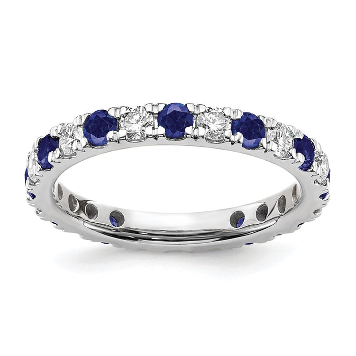 Buy Exclusive 14K White Gold Eternity Band with 3/4 Carat Lab-Grown Diamond & Sapphire - Stylish Size 5.5!-1