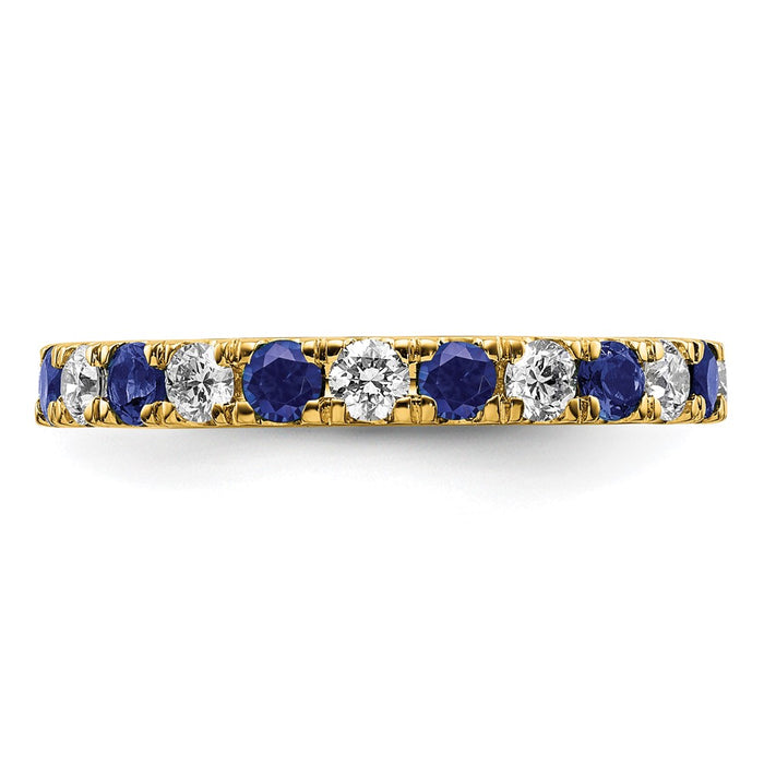 Exclusive 14K Gold Eternity Band: 3/4 Carat Lab-Diamond & Blue Sapphires-3