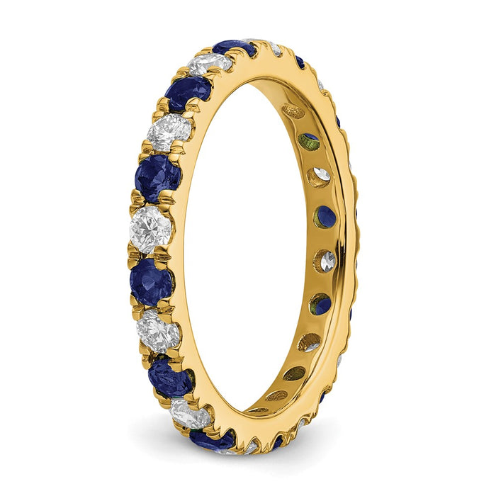 High-Quality 14K Gold Eternity Band with 3/4 Carat Lab-Grown Diamonds & Sapphires - Stylish Value!-4
