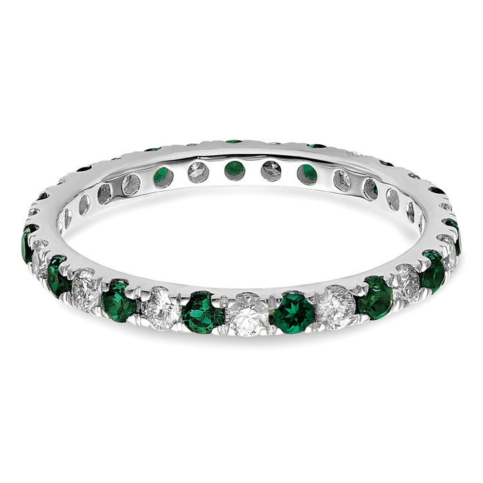 Shop Stylish 14K White Gold Eternity Band with 1/2 Carat Lab-Grown Diamond & Emerald, Size 7-3