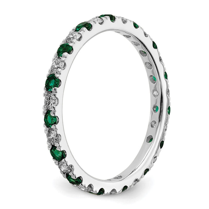 Buy Exclusive 14K White Gold Eternity Band with 1/2 Carat Diamond & Emerald, Size 6-4