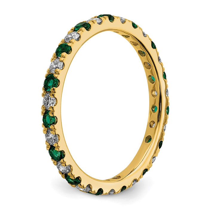 High-Quality 14K Gold Eternity Band with 1/2 Carat Lab-Grown Diamond & Emerald - Stylish Value, Size 7.5-4