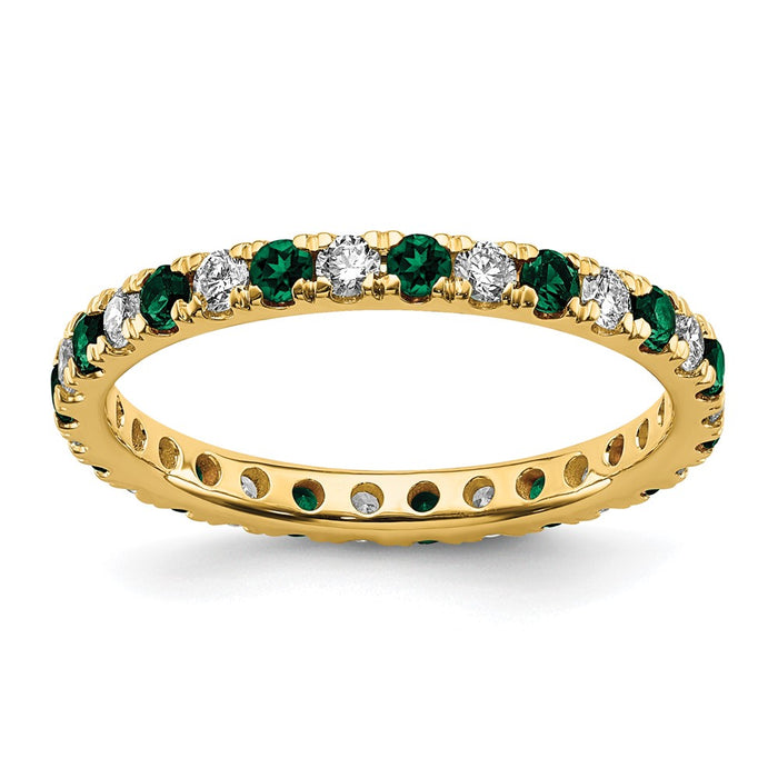 High-Quality 14K Gold Eternity Band with 1/2 Carat Lab-Grown Diamond & Emerald - Stylish Value-1
