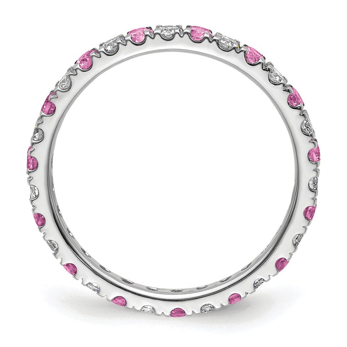 Buy Stylish 14K White Gold 1/2 Carat Lab-Grown Diamond & Pink Sapphire Eternity Band, Size 6-2