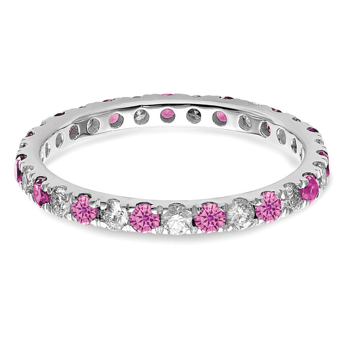 Buy Exclusive 14K White Gold Eternity Band with 3/8 Carat Diamond & Pink Sapphire - Stylish Size 4.5-3