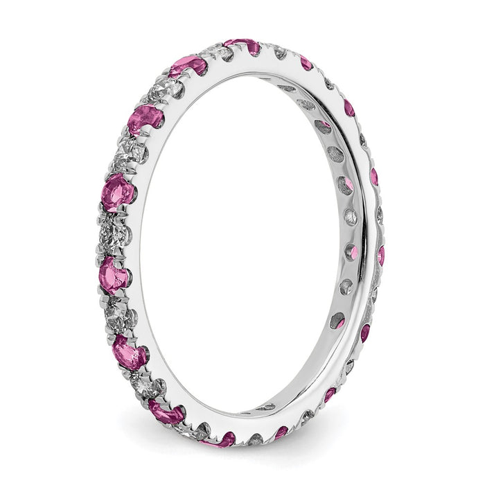 Buy 14K White Gold Eternity Band | 3/8 Carat Lab-Grown Diamond & Pink Sapphire, Stylish Size 5-4
