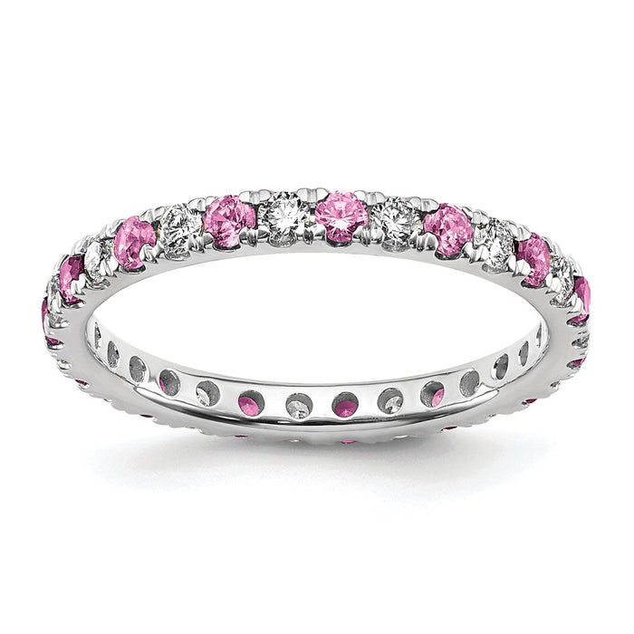 Buy Stylish 14K White Gold 1/2 Carat Lab-Grown Diamond & Pink Sapphire Eternity Band, Size 6-1