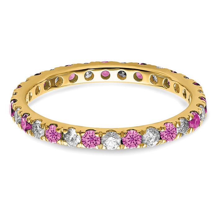 Buy Exclusive 14K Gold Eternity Band | 3/8 Carat Lab-Grown Diamond & Pink Sapphires-3