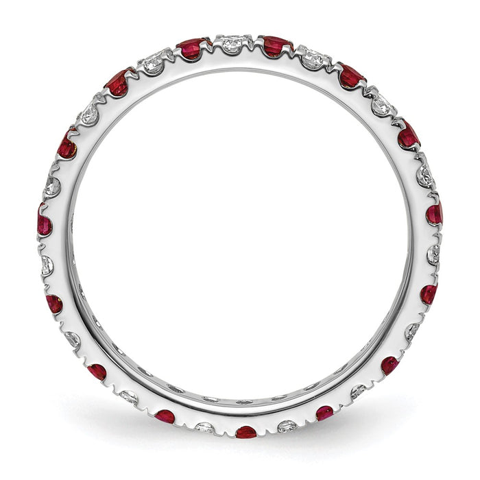 High-Quality 14K White Gold Eternity Band with 3/8 Carat Lab-Grown Diamonds & Rubies - Stylish Value!-2