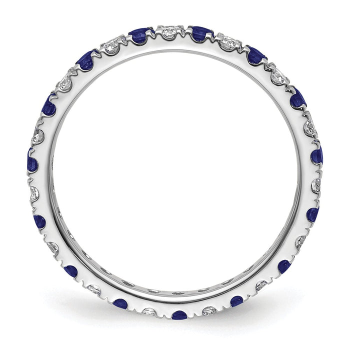 High-Quality 14K White Gold Eternity Band with 1/2 Carat Lab-Grown Diamond & Sapphires - Stylish Value!-2