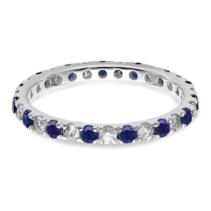 Exclusive 14K White Gold Eternity Band with 3/8 Carat Lab-Grown Diamond & Sapphire-3