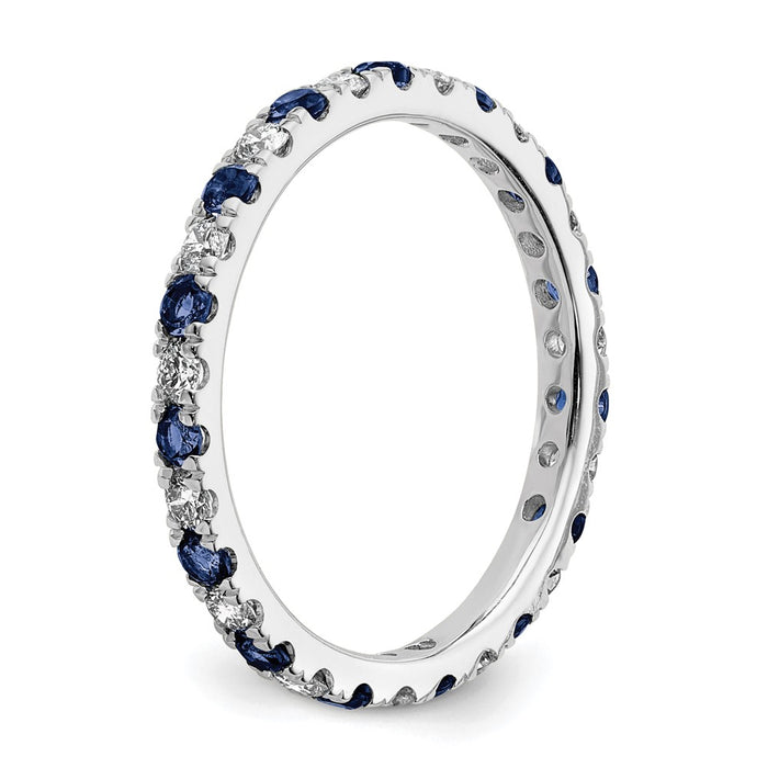Exclusive 14K White Gold Eternity Band with 3/8 Carat Lab-Grown Diamond & Sapphire-4