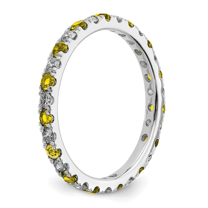 Shop Stylish 14K White Gold Eternity Band with 1/2 Carat Lab-Grown Diamond & Yellow Sapphire - Size 7.5-4