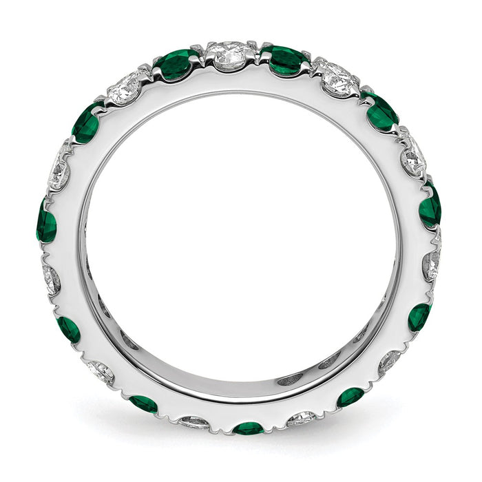 Exclusive 14K White Gold 1.2ct Lab-Grown Diamond & Emerald Eternity Band, Size 7-2