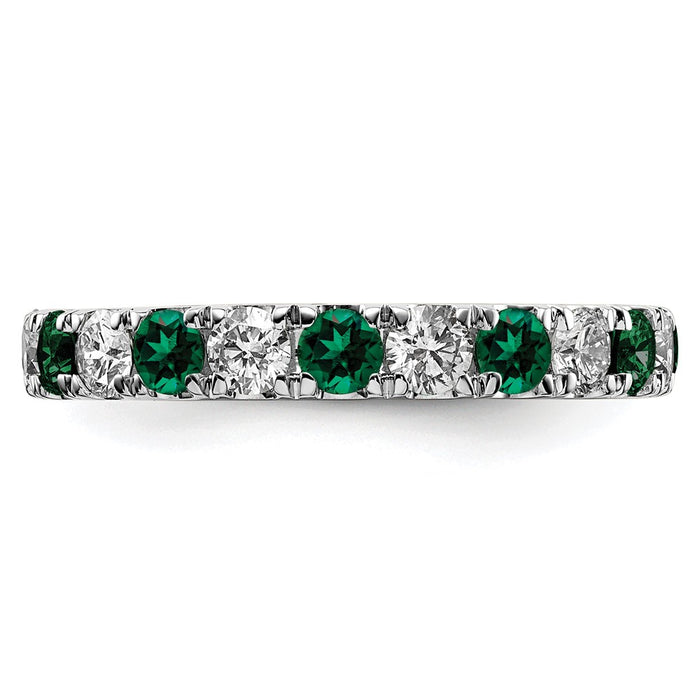 Exclusive 14K White Gold 1.2ct Lab-Grown Diamond & Emerald Eternity Band, Size 7-3