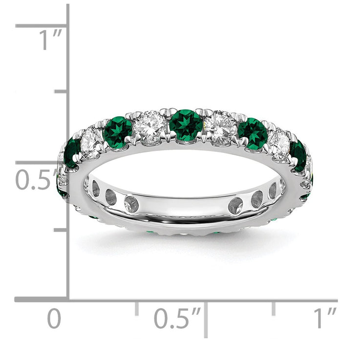 Exclusive 14K White Gold Eternity Band - 1 Carat Diamond & Emerald - Stylish Value, Size 5-6