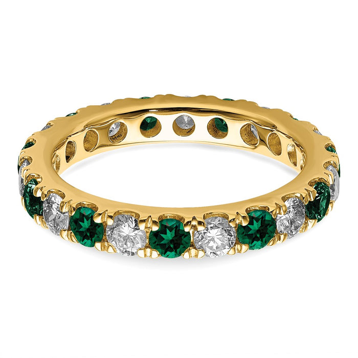 Exclusive 14K Gold Eternity Band - 1 Carat Lab-Grown Diamond & Emeralds-4