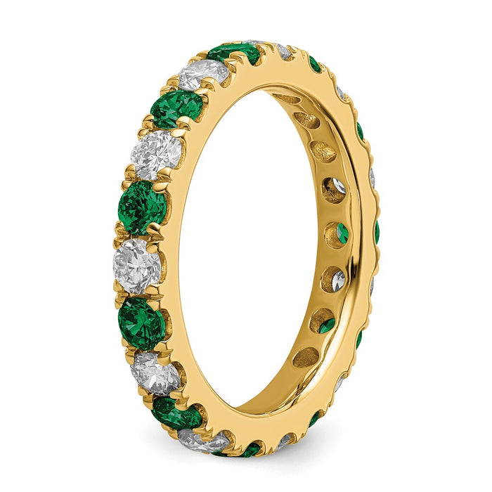 Buy Stylish 14K Gold Eternity Band with 1 Carat Lab-Grown Diamond & Emeralds-5