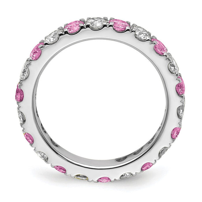 High-Quality 14K White Gold 1 Carat Diamond Eternity Band with Pink Sapphires-2