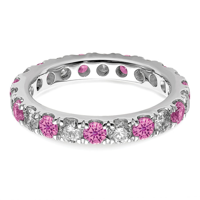 Buy 14K White Gold Eternity Band - 1.2 Carats Lab-Grown Diamonds & Pink Sapphires, Stylish Size 7-4
