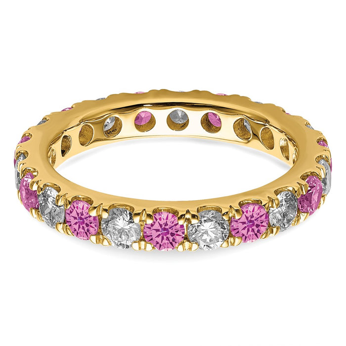 Exclusive 14K Gold Eternity Band - 1.2 Carat Lab-Grown Diamond & Pink Sapphires-4