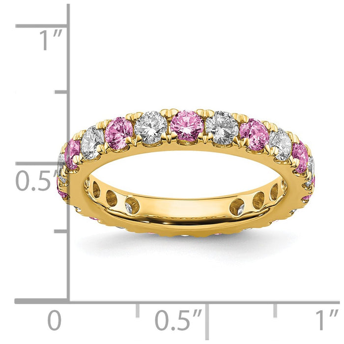 Shop 14K Gold 1.2 Carat Lab-Grown Diamond & Pink Sapphire Eternity Band - Stylish Size 7-6