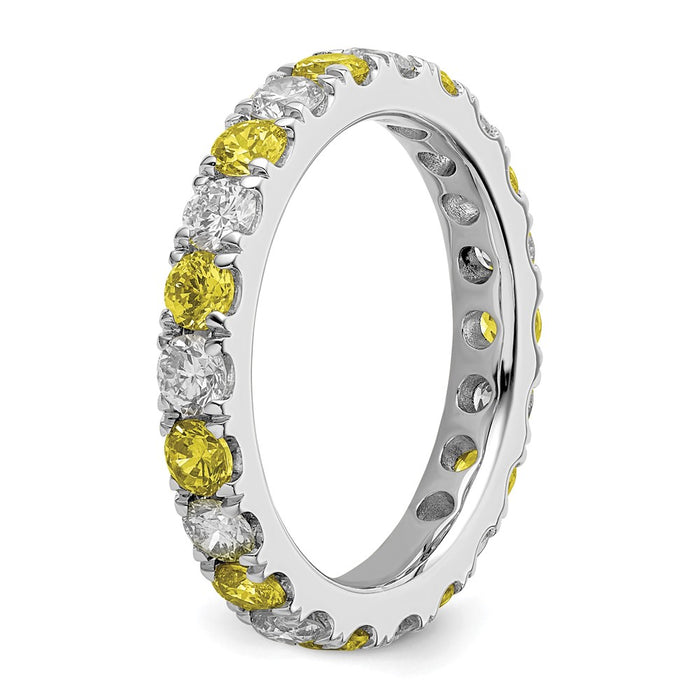 Exclusive 14K White Gold 1.2 Carat Lab Grown Diamond & Ruby Eternity Band-5