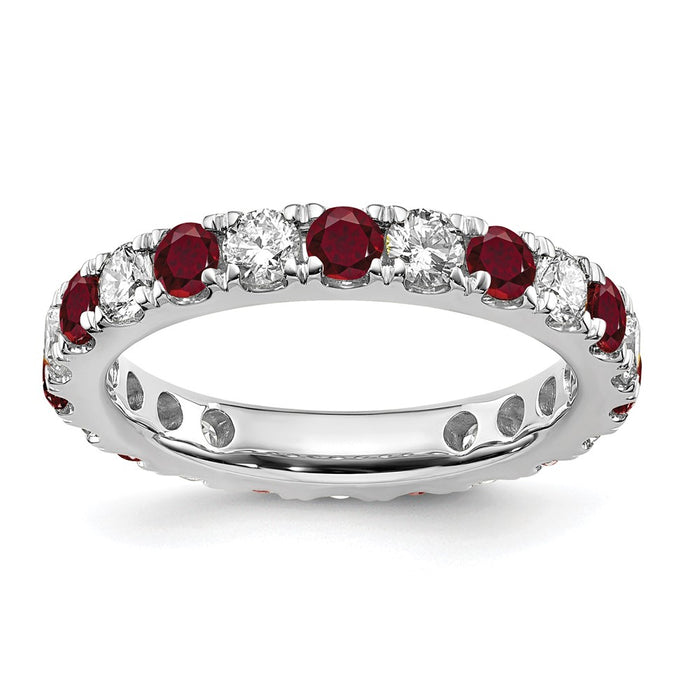 Shop 14K White Gold Eternity Band with 1.2 Carat Lab-Grown Diamond & Ruby, Stylish Size 7.5-1