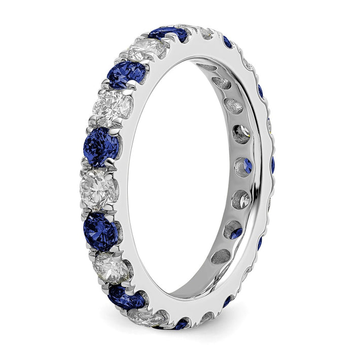 Shop Exclusive 14K White Gold Eternity Band: 1.2 Carat Lab-Grown Diamond & Blue Sapphire, Size 8-5