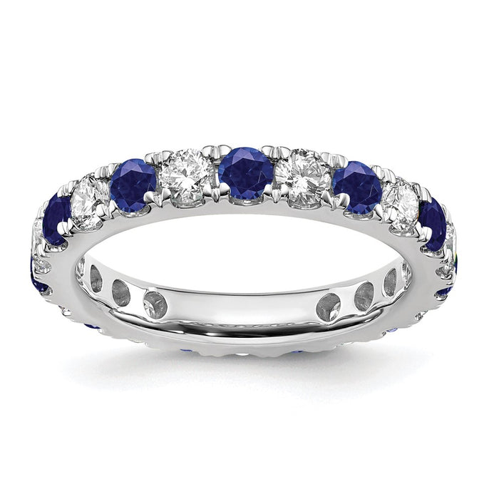 High-Quality 14K White Gold Eternity Band with 1.2 Carat Diamond & Sapphire, Size 7 - Stylish Value!-1