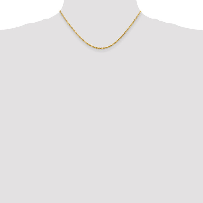 Shop Stylish 14K Gold 16-Inch 2.25mm Ultra Diamond-Cut Rope Chain Necklace-4