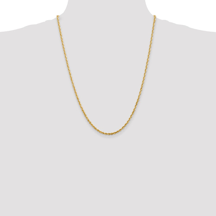 High-Quality 14K Gold 24-Inch Diamond-Cut Rope Chain - Stylish 2.75mm Design-4