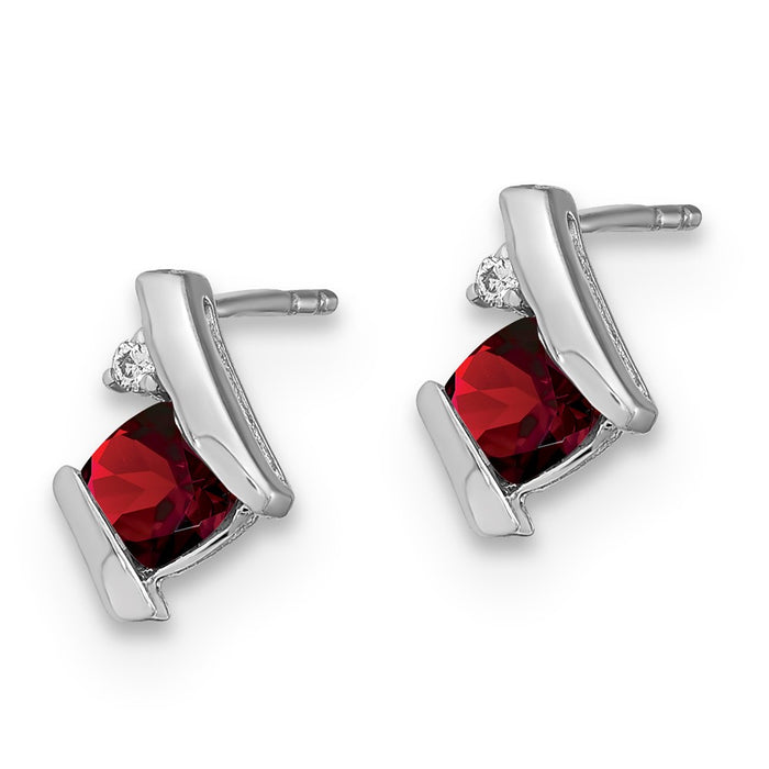 High-Quality Sterling Silver Earrings with Garnet & Diamond Accents - Stylish Value-2