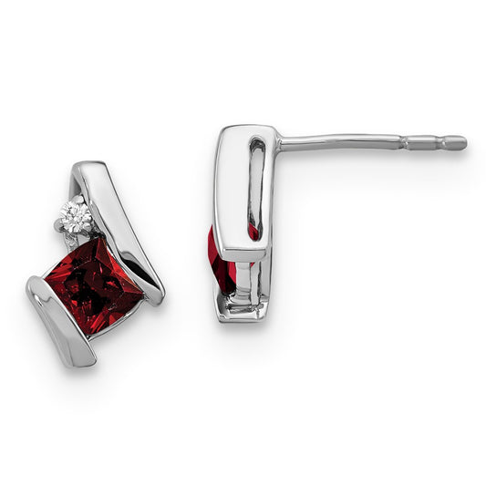 High-Quality Sterling Silver Earrings with Garnet & Diamond Accents - Stylish Value